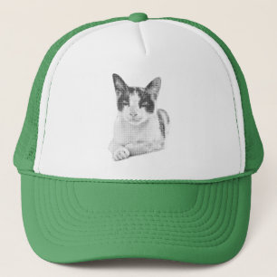 Retro Cat Halftone Trucker Hat