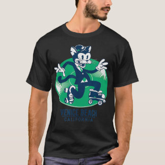 Retro Cat in a Suit RollerSkating on a Record Veni T-Shirt