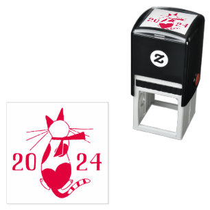 Retro Cat Lover Christmas Holiday 2024  Self-inking Stamp