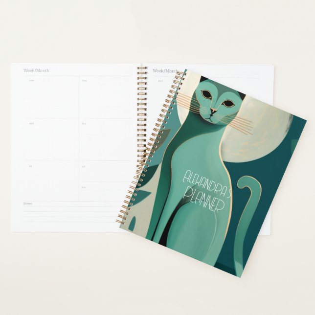 Retro Cat Lover's Planner with Customisable Name (Display)