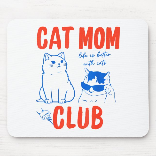 Retro Cat Mom Club Funny Cat Meme Mama Grandma Mot Mouse Pad (Front)