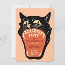 Retro Cat Mouth Halloween Party Invitation