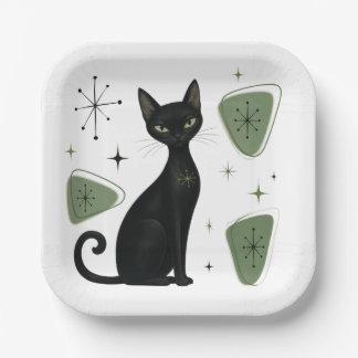 Retro Cat Paper Plates