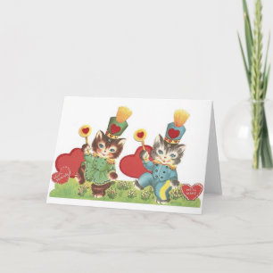Retro Cat Parade Valentine's Day Card