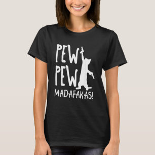 Retro Cat Pew Pew Madafakas Crazy Kitten Cats T-Shirt
