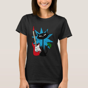 Retro Cat Playing Guitar Midcentury Mid Century Gu T-Shirt