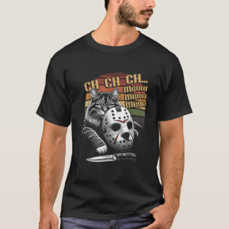 Retro Cat Poster Halloween Movie Lovers Meow Lovel T-Shirt