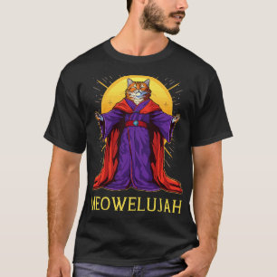 Retro Cat Pun Atheist Men Women Kids Graphic Funny T-Shirt