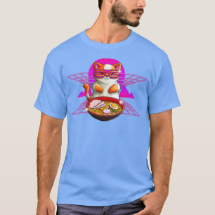 Retro Cat Ramen Kawaii Cute Chonk Neko 80s Style   T-Shirt