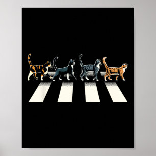 Retro Cat Rock And Roll Music Gift Men Kids Women  Poster