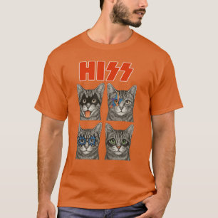 Retro Cat Rock Music Concert Band Funny Guitar Met T-Shirt
