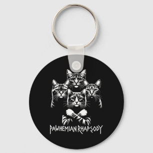 Retro Cat Rock Music Concert Band Men Kids Women F Key Ring