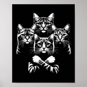 Retro Cat Rock Music Concert Band Men Kids Women F Poster