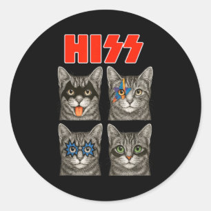 Retro Cat Rock Music Concert Classic Round Sticker