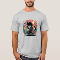 Retro Cat Samurai Japanese Warrior Art