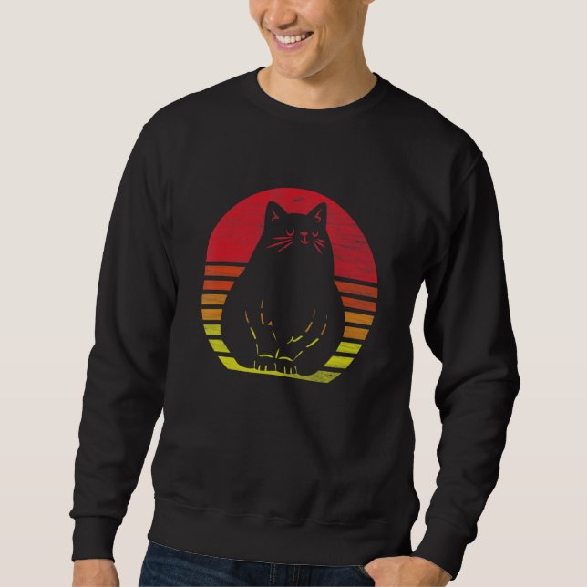 Retro cat silhouette sweatshirt (Front)