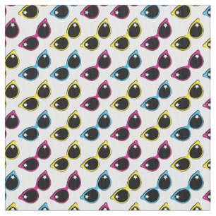 Retro Cat Sunglasses Pattern Fabric