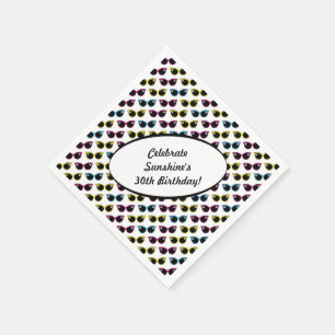 Retro Cat Sunglasses Pattern Napkin