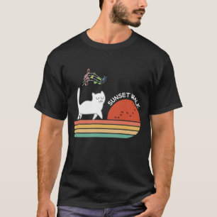 Retro Cat Sunset Walk T-Shirt – Music, Vintage