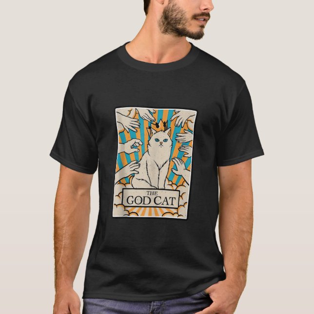 Retro Cat The God Cat Tarot Card Halloween Cat Mum T-Shirt (Front)