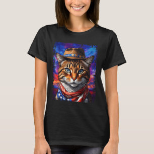 Retro Cat Usa American Flag Kitten Kitty Lover 4th T-Shirt