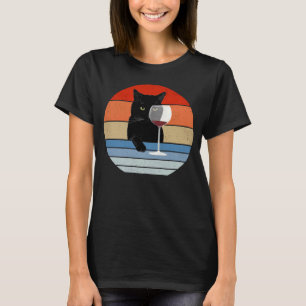 Retro Cat Wine Glasses Vintage Black Cat Mum Cat T-Shirt