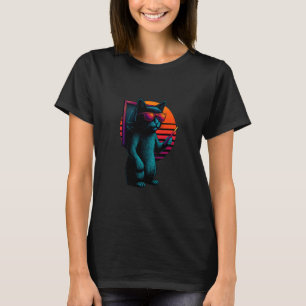 Retro Cat With Chalk And Board Teaching Teacher T-Shirt