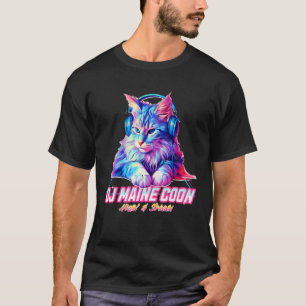 Retro Cat with Headphones Music DJ Maine Coon Cat T-Shirt