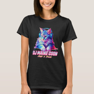 Retro Cat with Headphones  Music DJ Maine Coon Cat T-Shirt