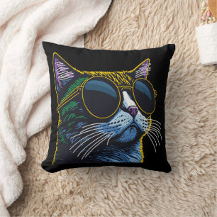 Retro Cat: Yellow Glasses Charm Cushion
