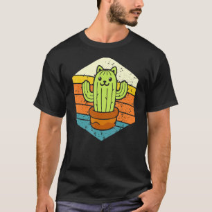 Retro Catcus Cactus Cat Plant For Men Women Garden T-Shirt