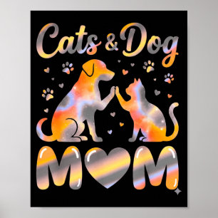 Retro Cats and Dogs Mum Paw Print Pet Lover