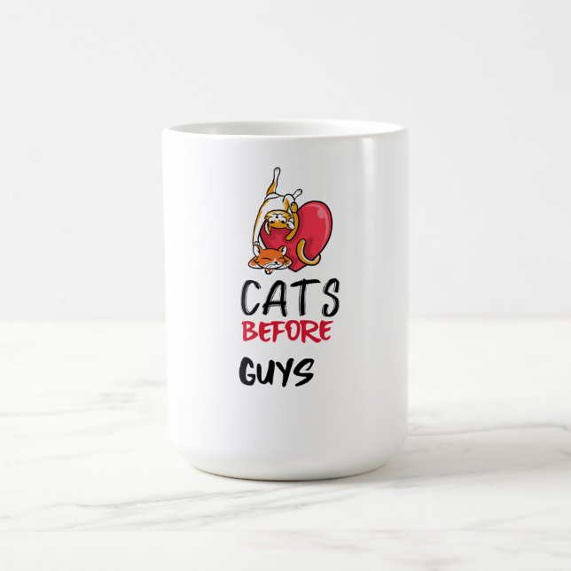 Retro Cats Before Guys Funny Cat Quote Tee Coffee Mug (Center)