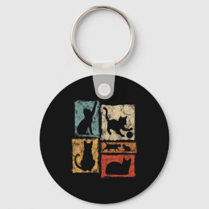 Retro Cats Every Day Habits Graphic For Cat Dad An Key Ring