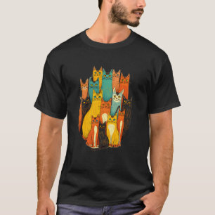 Retro Cats in a Mid-Century Modern Design T-Shirt