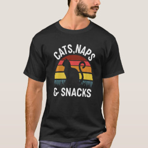 Retro Cats Naps And Snacks  Mom Life T-Shirt