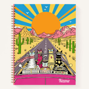 Retro Cats on Vacation Take a Road Trip Journal