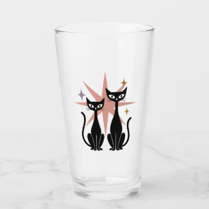 Retro Cats Pink Atomic Starburst Glass Mid-Centu
