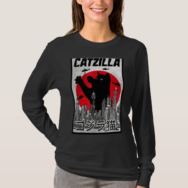 Retro Catzilla  Cat Monster T-Shirt (Front)
