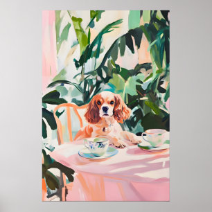 Retro Cavalier King Charles Spaniel Poster