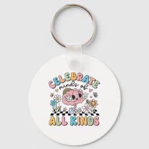 Retro Celebrate Minds Of All Kind Cute Brain Autis Key Ring