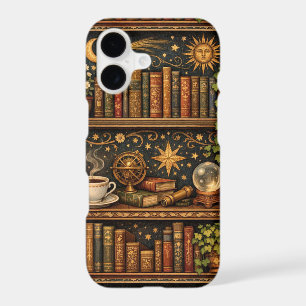 Retro celestial bookshelf book coffee lover