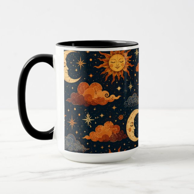 Retro Celestial Sun Moon Morning Coffee Mug Gift (Left)