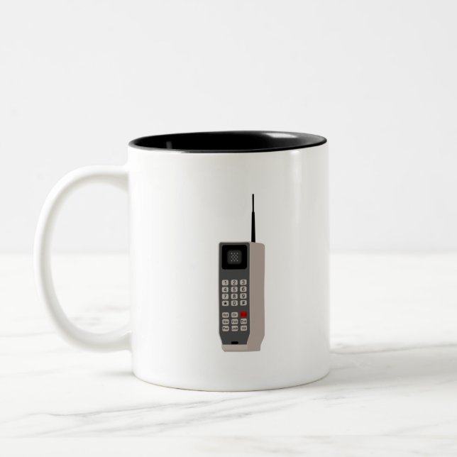 Retro Cell Phone Two-Tone Coffee Mug (Left)