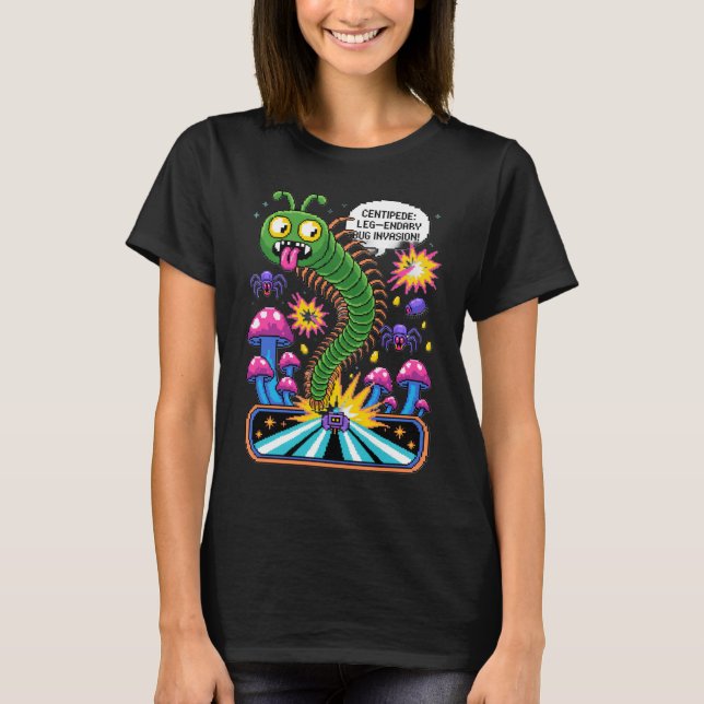 Retro Centipede Arcade T-Shirt - Leg-endary 80s  (Front)