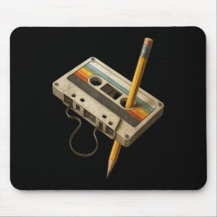 Retro Cette And Pencil Funny 80s 90s Mixtape Nosta Mouse Pad