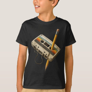 Retro Cette And Pencil Funny 80s 90s Mixtape Nosta T-Shirt