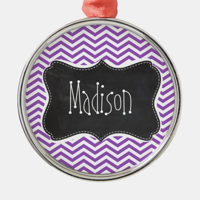 Retro Chalkboard; Deep Lilac Chevron Metal Tree Decoration (Front)