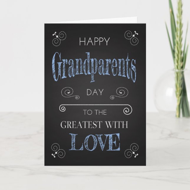Retro Chalkboard for Grandparents Day with Swirls Card (Front)