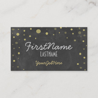 Retro Chalkboard Gold Polka Dots Business Card